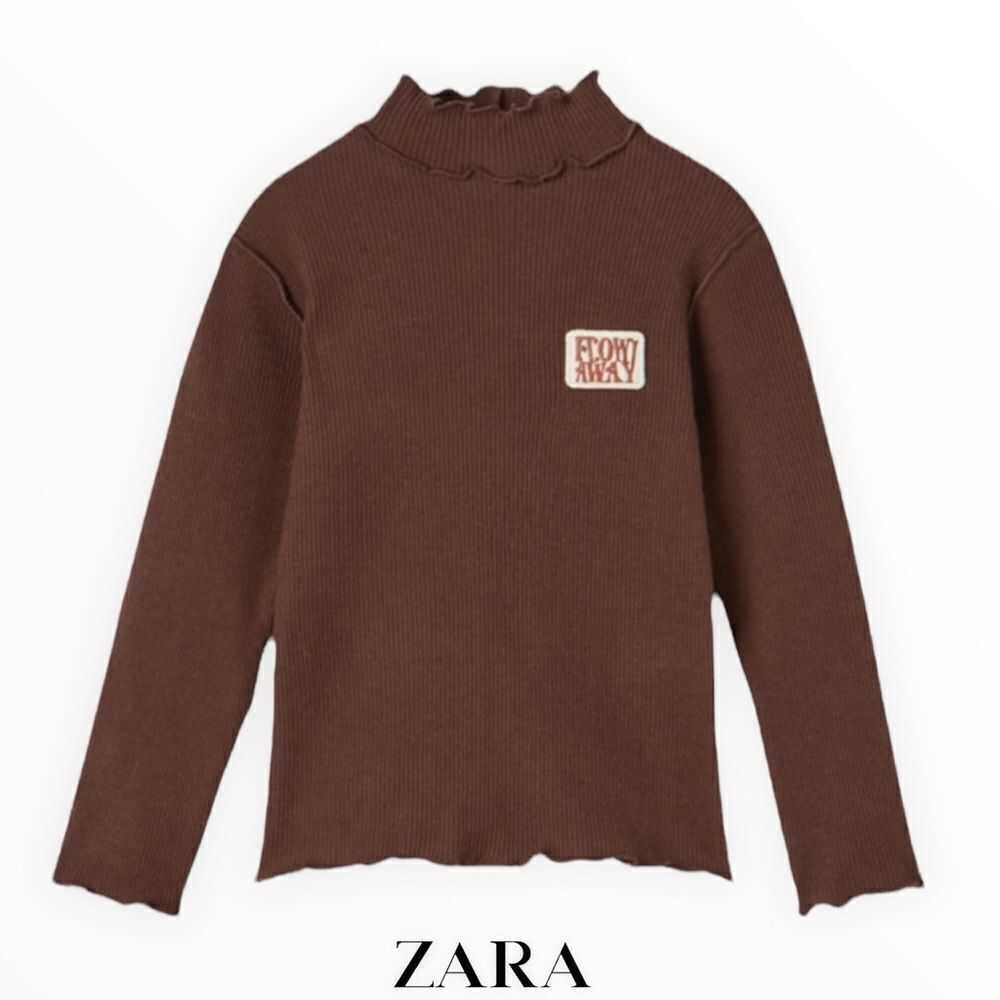 ZARA Kids | Brown | RIBBED MOCK NECK SHIRT